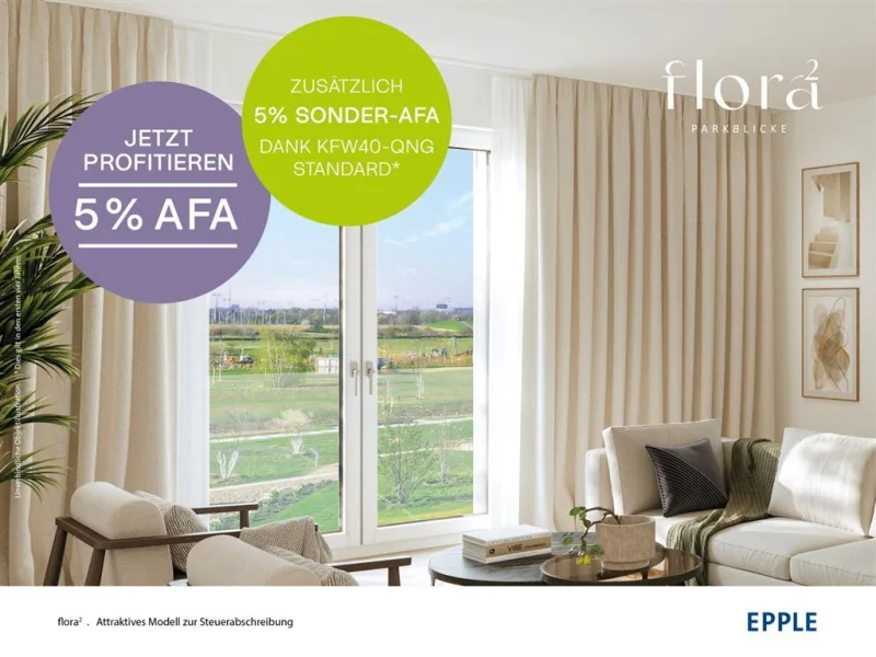 EPPLE_Mannheim_flora_Steuerabschreibung2 - Wohnung kaufen in Mannheim - Attraktive 3-Zimmer-Kapitalanlage: Profitieren Sie von degressiver AfA & Sonder-Abschreibung dank QNG-Standard!