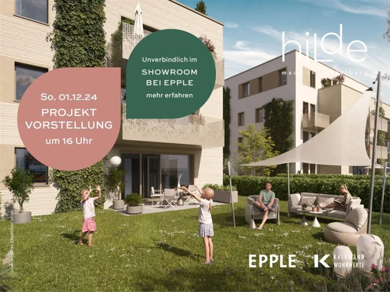 hiLde_Visualisierung_Garten_Projektvorstellung_Sho - Wohnung kaufen in Heidelberg - Großzügiges Zuhause mit Terrasse & Garten am Hospital-Park: 4-Zimmer-Neubau mit 2 Bädern & Ankleide.