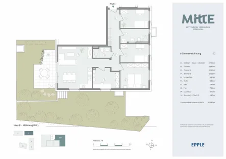 EPPLE_MittE_HausB_Wohnung_B.0.1_5-Zimmer-Wohnung - Haus kaufen in Eppelheim , Baden - Helle 5-Zimmer-Wohnung mit Garten und viel Platz für die ganze Familie