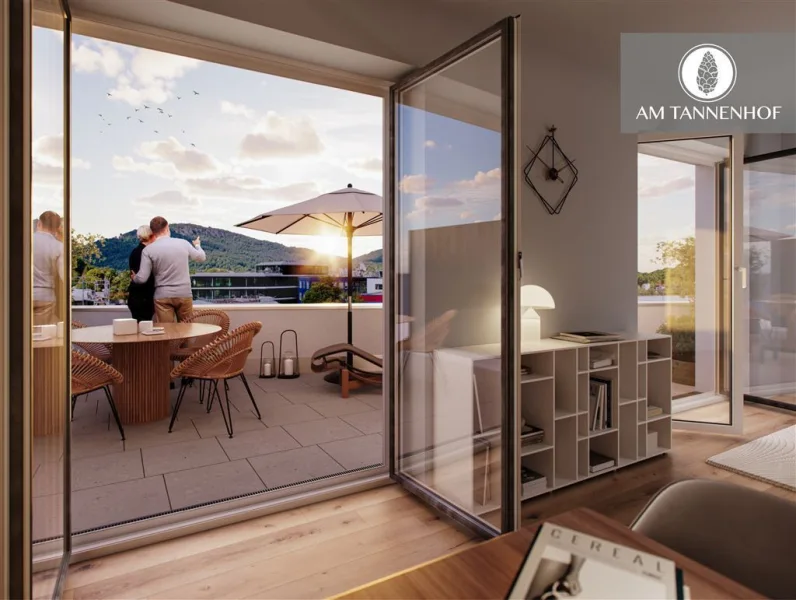 EPPLE_TANNENHOF_KristallHaus_Ausblick - Wohnung kaufen in Baden-Baden - Herrliche Dachterrasse mit Blick auf den Merkur und Sonne von morgens bis spätnachmittags