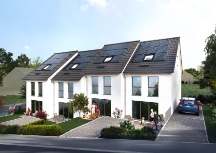 Visualisierung Rückseite - Haus kaufen in Neuhausen auf den Fildern - Neubau- Reiheneckhaus mit Terrasse und Garten