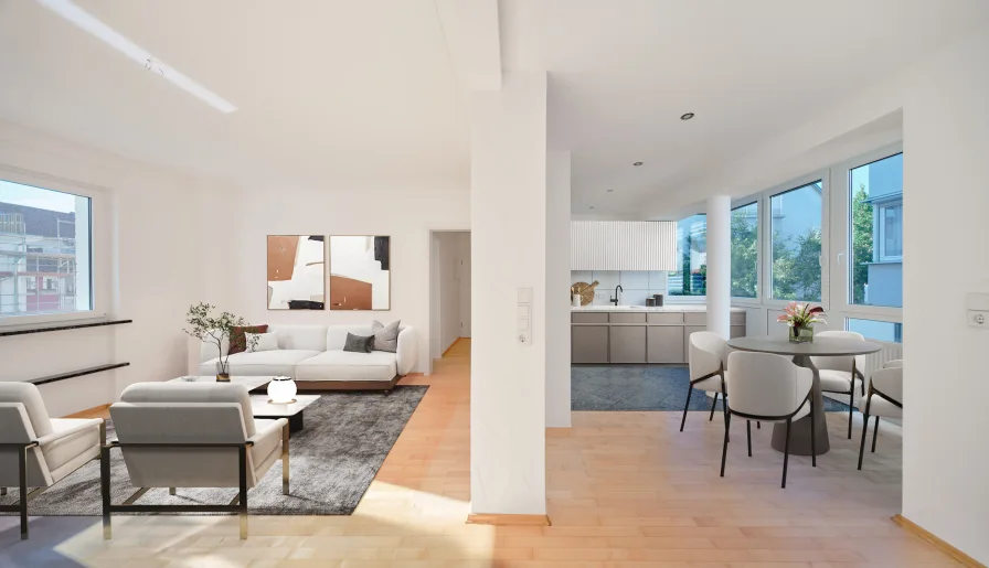 Wohnküche Staging - Wohnung kaufen in Stuttgart - Modernisierte 2-Zimmer-Wohnung nähe Villa Berg