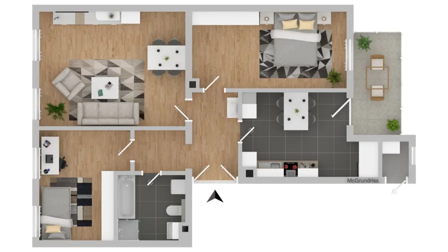 Grundriss jpg2 - Wohnung kaufen in Chemnitz - 3-Raum Wohnung mit Balkon in Top-Zustand