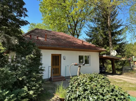 Straßenansicht - Haus kaufen in Zeuthen - Verkauft: Barrierearmer Bungalow auf großzügiger Oase am Waldesrand!