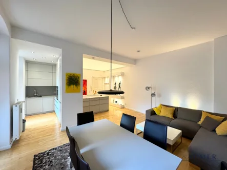Wohnbereich - Wohnung mieten in Berlin - Exklusive Maisonette-Residenz mit Balkonen: Möbliertes Stadtleben