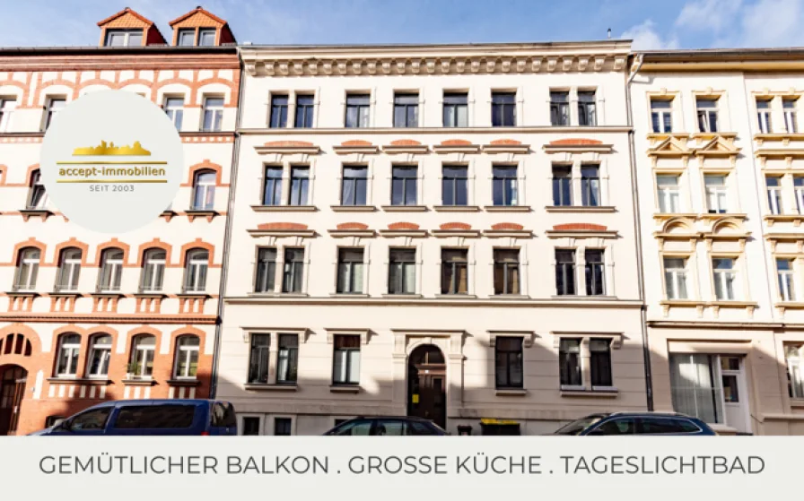 Aussenansicht - Wohnung kaufen in Leipzig - ** Großzügige 2-Zimmer-Wohnung in Gohlis | Balkon | Tageslichtbad | Wohnküche **