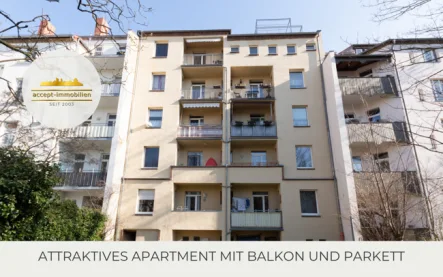 Rückansicht  - Wohnung kaufen in Leipzig - ** 3-Zimmer-Wohnung mit Balkon in ruhiger Lage von Gohlis | Wohnküche | Parkett **