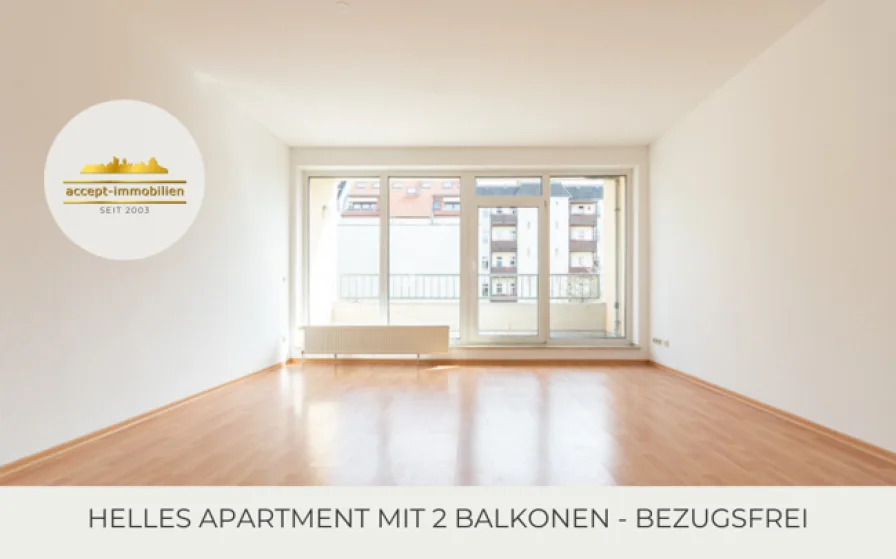 Wohnzimmer - Wohnung kaufen in Leipzig - ** Hell und praktisch geschnitten | 3 Zimmer | 2 Balkone | Stellplatz | SOFORT EINZIEHEN **