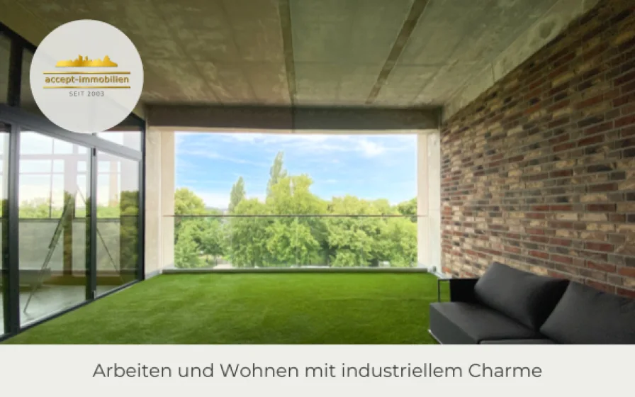 Startbild - Büro/Praxis mieten in Leipzig / Großzschocher - ** Arbeiten im Loft | industrieller Charme |Wohnen und Arbeiten mit großer Loggia | sofort frei **