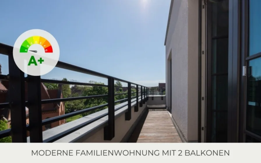 Terrasse - Wohnung mieten in Leipzig - ** Moderne Wohnung über den Dächern Leipzigs | 2 moderne Bäder | 2 Terrassen | Parkett | Tiefgarage **
