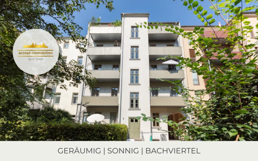 Rückansicht - Wohnung kaufen in Leipzig - ** Großzügige 2-Zimmer-Wohnung im Bachviertel | Balkon | Parkett | Tageslichtbad **