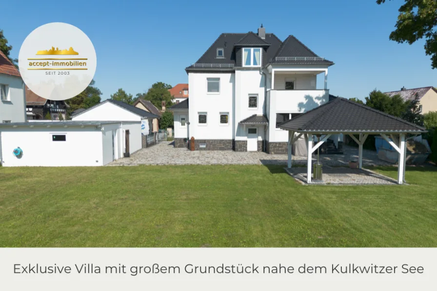 Rückansicht - Haus kaufen in Leipzig - ** Exklusive Villa mit großem Grundstück | Nur 5 Minuten zum Kulkwitzer See **