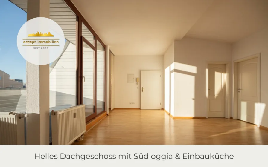 Wohnen - Wohnung kaufen in Leipzig - ** Helle bezugsfreie Dachgeschosswohnung mit Loggia | Parkett| offene Küche mit Einbauküche**