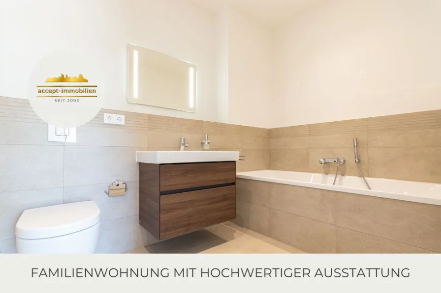 Bad mit Wanne - Wohnung mieten in Leipzig / Meusdorf - ** Geräumige Familienwohnung mit Balkon & Loggia | moderne Ausstattung | Fußbodenheizung **