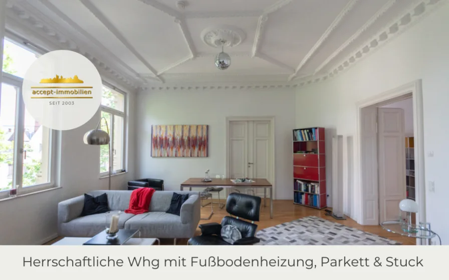 Wohnzimmer - Wohnung mieten in Leipzig - ** Einmalige Gelegenheit im Bachviertel | Herrschaftliche Etagenwohnung in freistehender Villa **