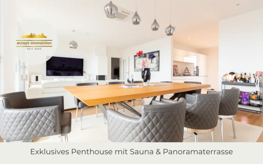 Wohnen & Essen - Wohnung mieten in Leipzig / Gohlis - ** Atemberaubendes Penthouse mit Panoramablick & großer Terrasse | Sauna | 2 Bäder | Stellplätze **