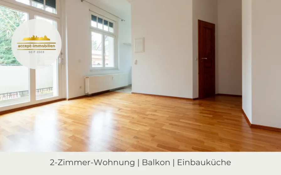 Wohnzimmer - Wohnung mieten in Leipzig - ** Charmante 2-Zi-Whg in ruhiger & grüner Lage mit EBK & Balkon | 7 Min vom Markkleeberger See **