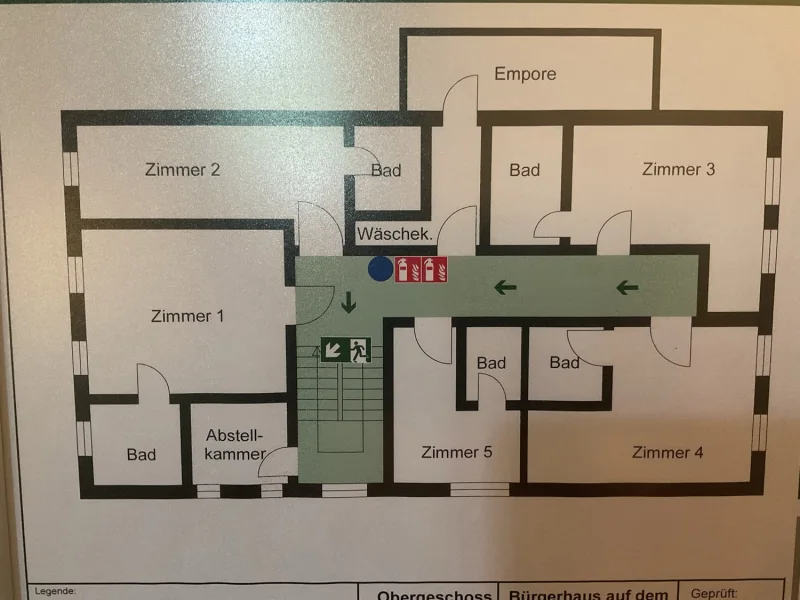 Fluchtplan 1. OG Pensionszimmer