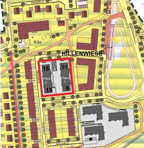 Übersichtsplan Hillenwiese 9,11,13,15