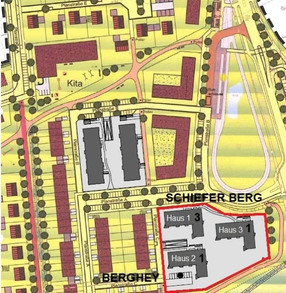 Übersichtsplan Schiefer Berg 1, 3, Berghey 1