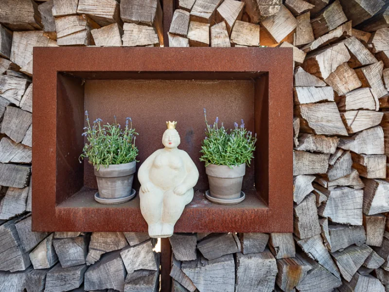 Terrasseneinfriedung Corten und Holz