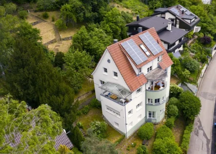 Das Haupthaus mit einem Teil des Gartens - Haus kaufen in Tübingen - Stadtnahes Wohnen wie im Urlaub