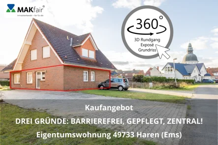 01 Kaufangebot - Wohnung kaufen in Haren (Ems) - Drei Gründe: BARRIEREFREI, gepflegt, zentral!