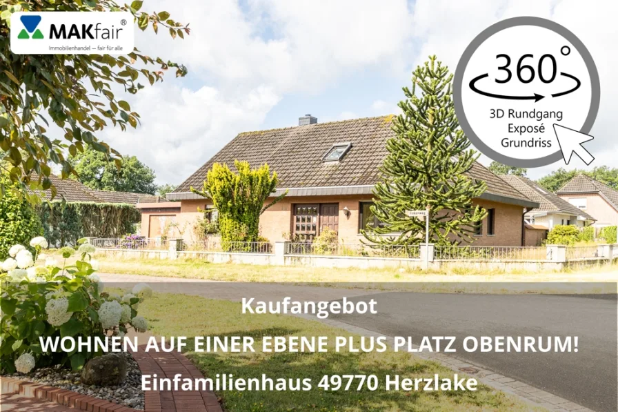 01 Kaufangebot - Haus kaufen in Herzlake - WOHNEN AUF EINER EBENE PLUS PLATZ OBENRUM!