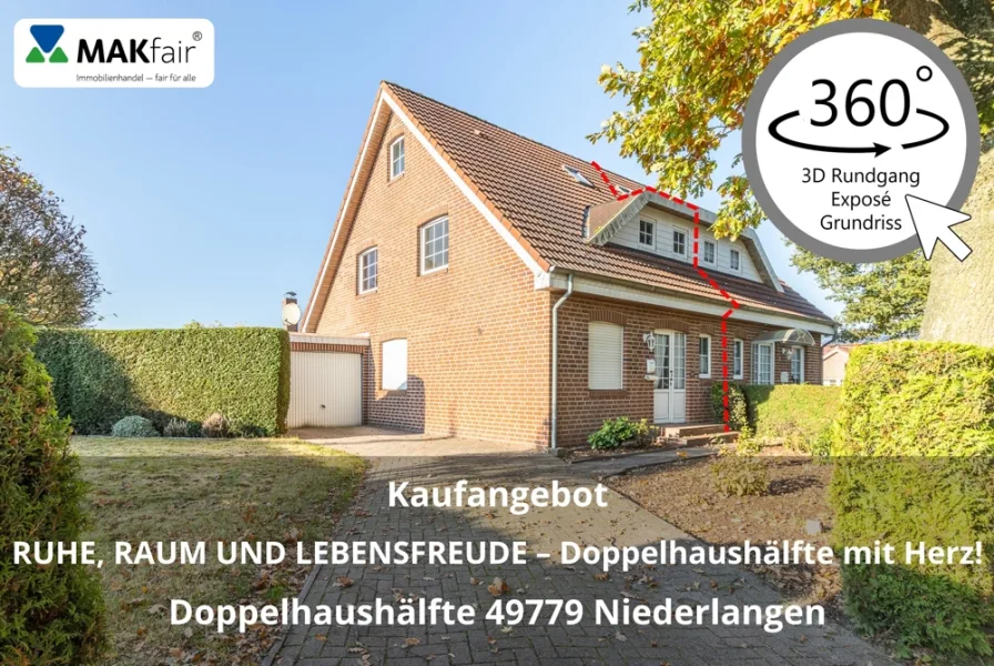 01 Kaufangebot - Haus kaufen in Niederlangen - Ruhe, Raum und Lebensfreude -Doppelhaushälfte mit Herz!