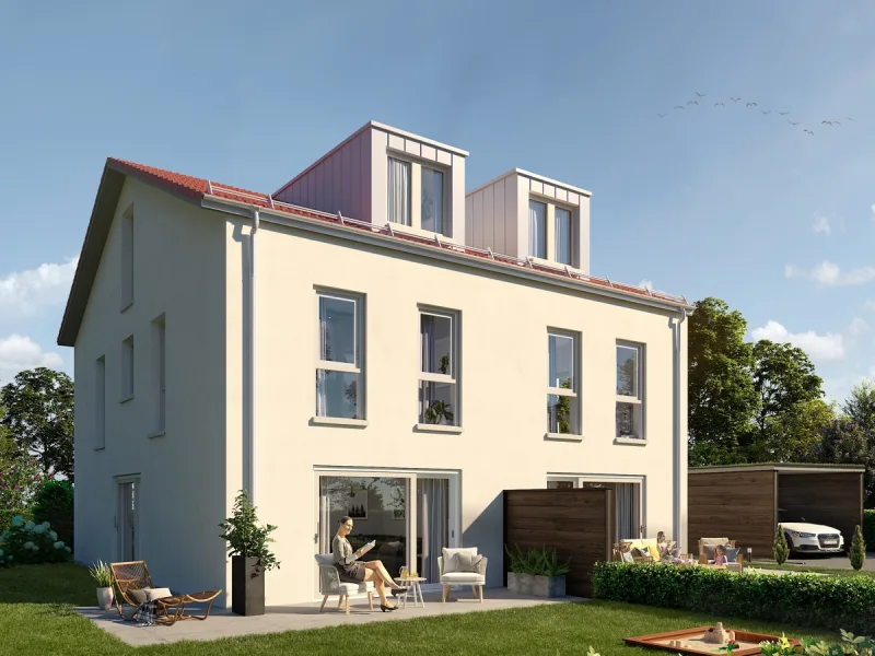 Moderne Doppelhaushälfte - Haus kaufen in Mintraching - Moderne Doppelhaushälften mit großen Grundstücken in toller Randlage - fußläufig zum Guggi !