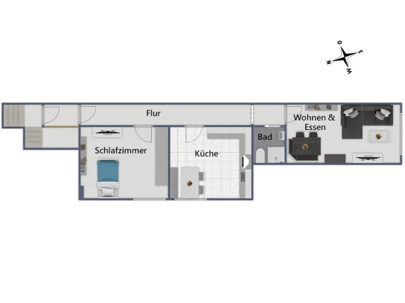 Grundriss Wohnung im Anbau