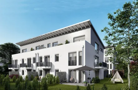 Hausansicht_Visualisierung - Wohnung kaufen in Germering - Neubau-2-Zi. Gartenwohnung, barrierefrei mitca. 76 m² & Süd-West Terrasse in Germering ETW1