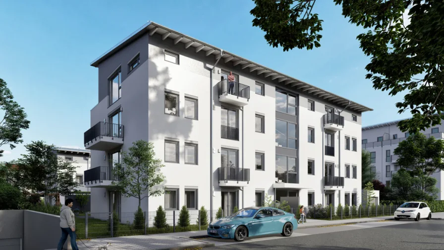 Hausansicht-Visualisierung2 - Wohnung kaufen in Germering - SONDERAKTION: barrierefreie 2-Zi. Balkonwohnungca. 73 m² & Süd-West Balkon in Germering ETW 8