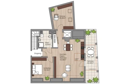 Grundriss Wohnung 4 / 3. Obergeschoss - Wohnung mieten in Schrobenhausen - Erstbezug: Alles neu und sehr modern - Wohnen zur Miete mitten im Zentrum der Stadt