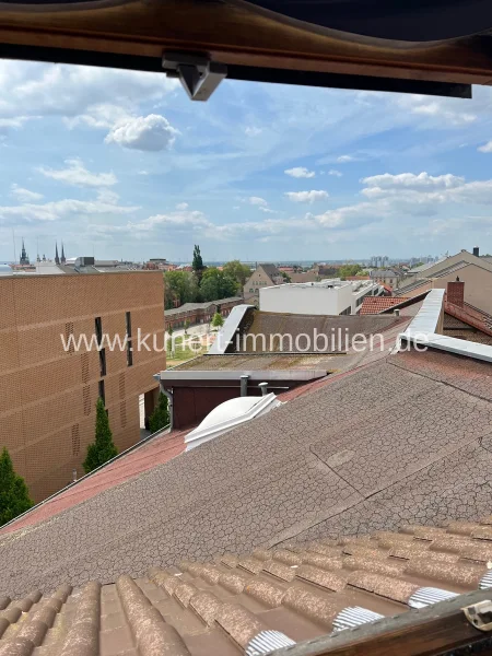 Blick aus dem Dachfenster - Haus kaufen in Halle (Saale) / Mitte - Bestlage am Steintorcampus: Voll vermietetes Wohn- und Geschäftshaus mit zusätzlicher Neubaureserve