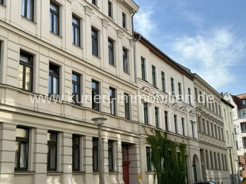 Haus und Nachbarhäuser - Haus kaufen in Halle - Attraktives Mehrfamilienhaus mit Zufahrt,  Stellplätzen u. Ausbaureserve am halleschen Paulusviertel