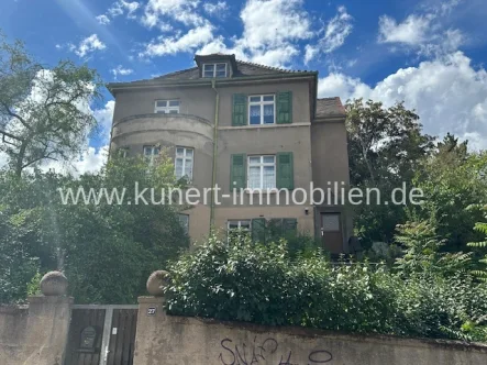 Hausansicht - Haus kaufen in Halle - Denkmalvilla (sanierungsbedürftig) in Kröllwitzer Bestlage mit Weitblick und Planung für 4 Wohnungen