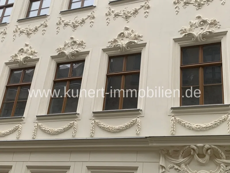 Hausansicht Detail - Wohnung mieten in Halle - Exklusive 2-Zimmer-Wohnung im hochwertig sanierten Denkmal, wenige Meter vom halleschen Marktplatz