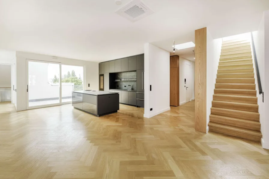 Küche mit Essbereich  - Wohnung kaufen in Berlin - 260 m² luxuriöse Wohnfläche - Penthouse mit exklusiver Dachterrasse