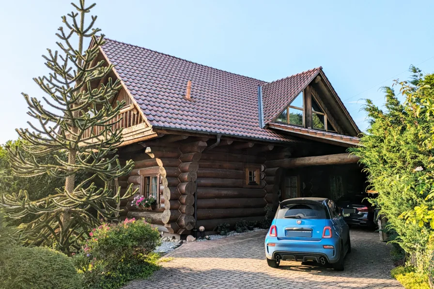 Ansicht - Haus kaufen in Oberzent - Massiv-Holzhaus in absolut ruhiger Lage mit phantastischem Ausblick!