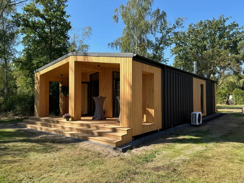 Gartenseite - Haus kaufen in Stahnsdorf - Innovativer Bungalow auf sonnigem Grundstück in ruhiger Wohnlage von Stahnsdorf