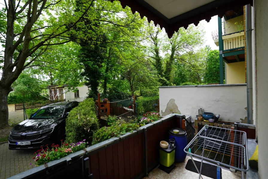 Balkon mit Zugang zum Gartenanteil