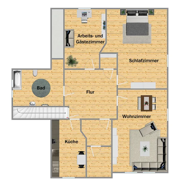 Grundriss Dachgeschoss (nicht maßstabsgetreu)