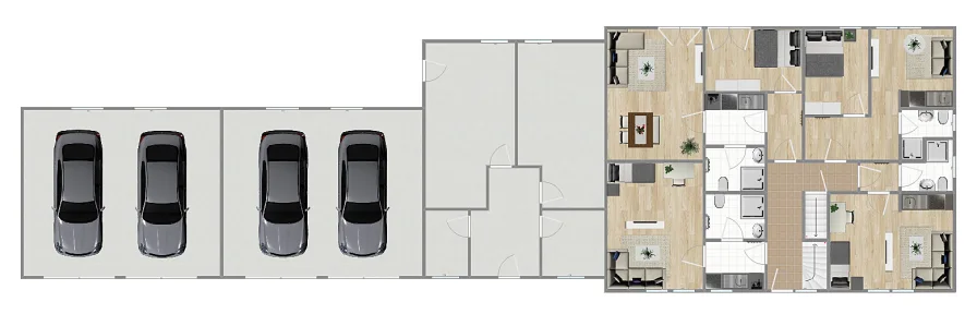 Grundriss Mehrfamilienhaus Erdgeschoss (nicht maßstabsgetreu)