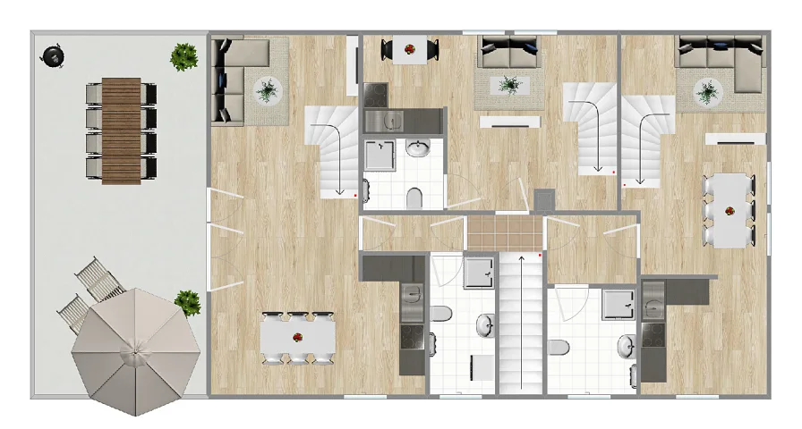 Grundriss Mehrfamilienhaus Obergeschoss (nicht maßstabsgetreu)