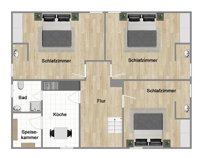 Grundriss Dachgeschoss (nicht maßstabsgetreu)