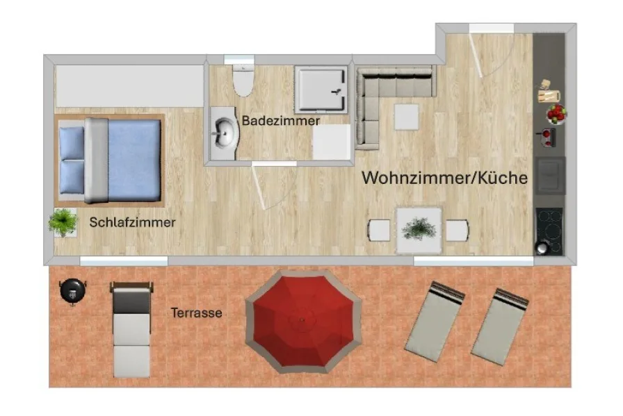 Grundriss Gästehaus (nicht maßstabsgetreu)