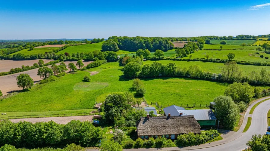 Ihr neues Zuhause - Haus kaufen in Güby - Reetdachkate mit Hauskoppel und Reitplatz in Schleinähe