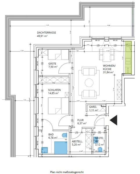 Grundriss Wohnung 14 mit Maßen