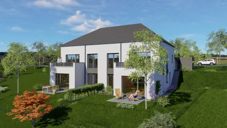 Terrassenseite  - Wohnung kaufen in Dauwelshausen - **Exklusives Neubauvorhaben: energieeffiziente, moderne Eigentumswohnung grenznah zu Luxemburg**